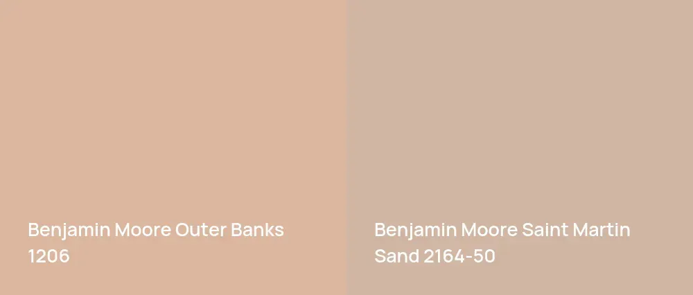 Benjamin Moore Outer Banks 1206 vs Benjamin Moore Saint Martin Sand 2164-50