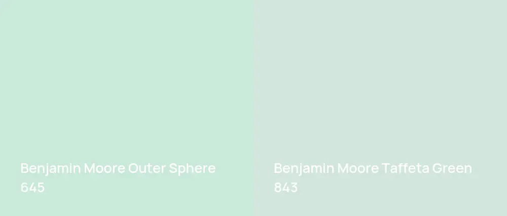 Benjamin Moore Outer Sphere 645 vs Benjamin Moore Taffeta Green 843