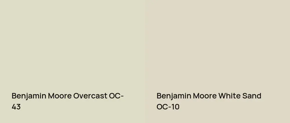 Benjamin Moore Overcast OC-43 vs Benjamin Moore White Sand OC-10