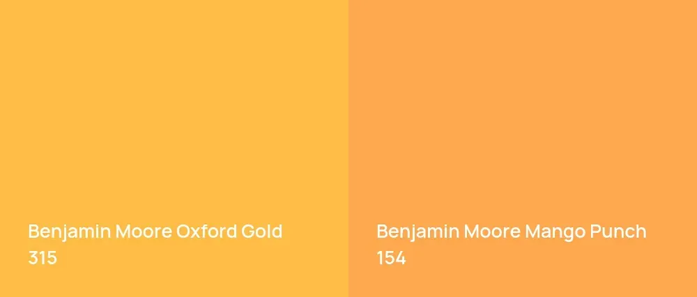Benjamin Moore Oxford Gold 315 vs Benjamin Moore Mango Punch 154