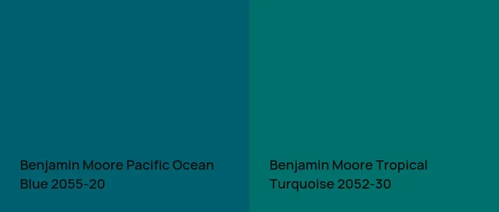 Benjamin Moore Pacific Ocean Blue 2055-20 vs Benjamin Moore Tropical Turquoise 2052-30