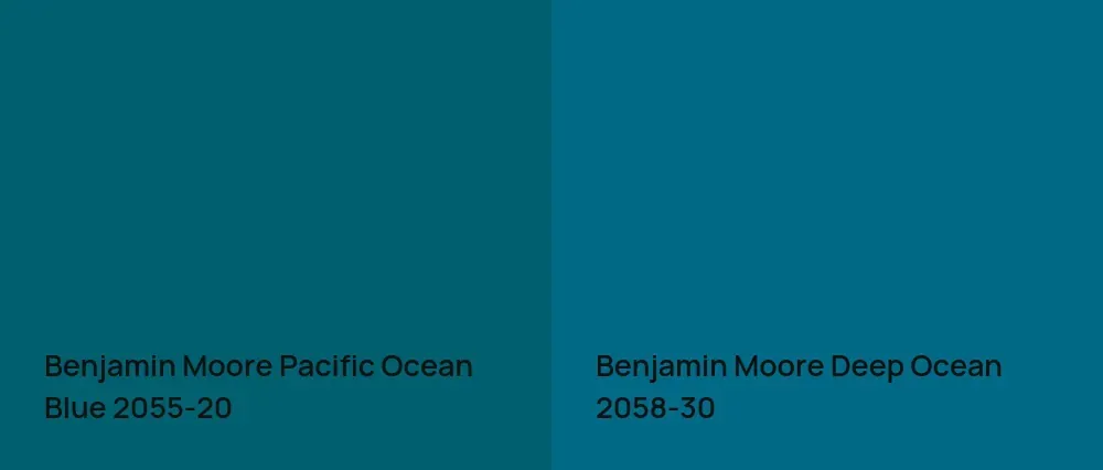 Benjamin Moore Pacific Ocean Blue 2055-20 vs Benjamin Moore Deep Ocean 2058-30