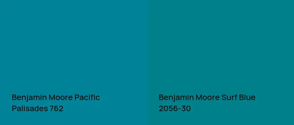 Benjamin Moore Pacific Palisades 762 vs Benjamin Moore Surf Blue 2056-30