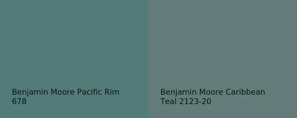 Benjamin Moore Pacific Rim 678 vs Benjamin Moore Caribbean Teal 2123-20