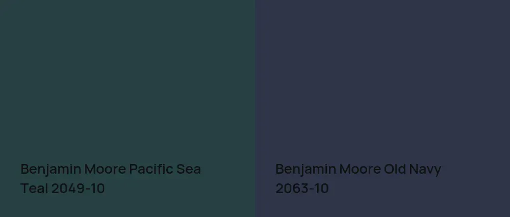 Benjamin Moore Pacific Sea Teal 2049-10 vs Benjamin Moore Old Navy 2063-10