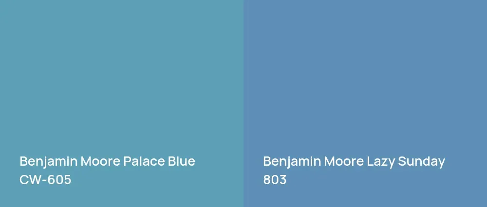 Benjamin Moore Palace Blue CW-605 vs Benjamin Moore Lazy Sunday 803