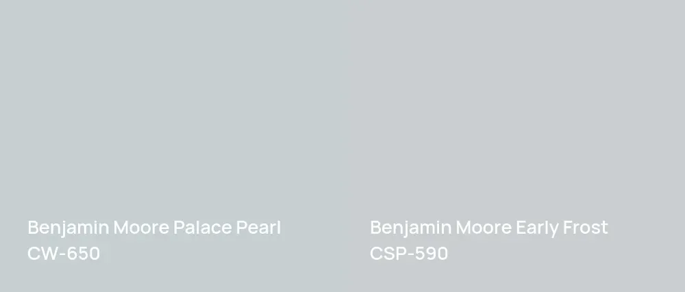 Benjamin Moore Palace Pearl CW-650 vs Benjamin Moore Early Frost CSP-590