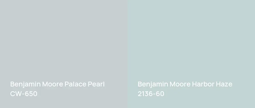 Benjamin Moore Palace Pearl CW-650 vs Benjamin Moore Harbor Haze 2136-60