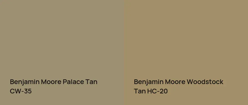 Benjamin Moore Palace Tan CW-35 vs Benjamin Moore Woodstock Tan HC-20