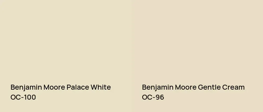 Benjamin Moore Palace White OC-100 vs Benjamin Moore Gentle Cream OC-96