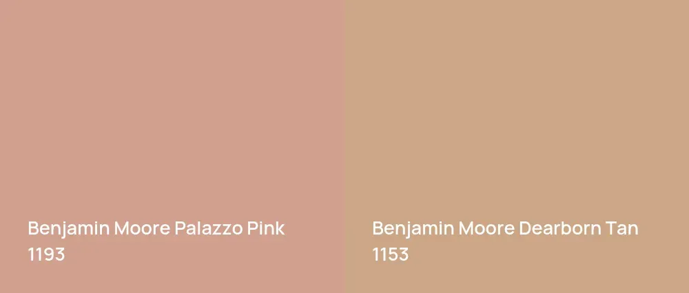 Benjamin Moore Palazzo Pink 1193 vs Benjamin Moore Dearborn Tan 1153
