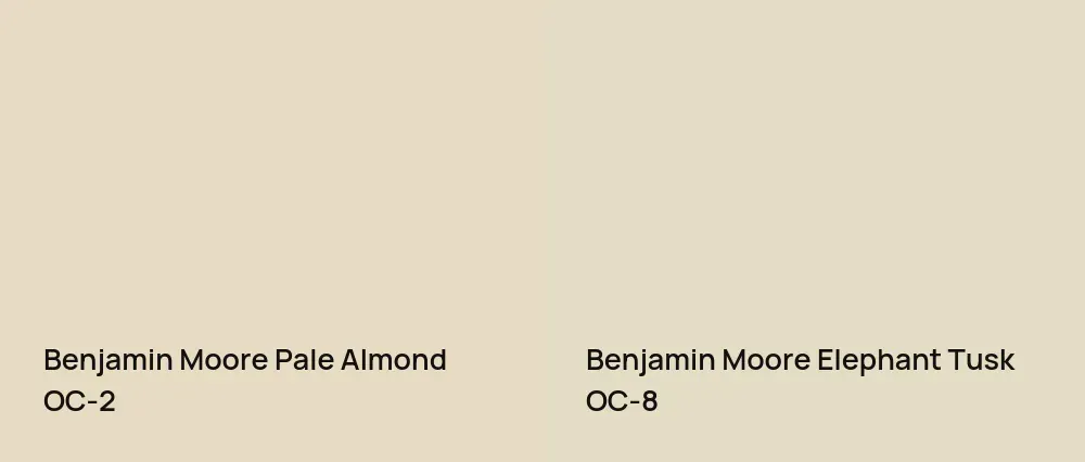 Benjamin Moore Pale Almond OC-2 vs Benjamin Moore Elephant Tusk OC-8