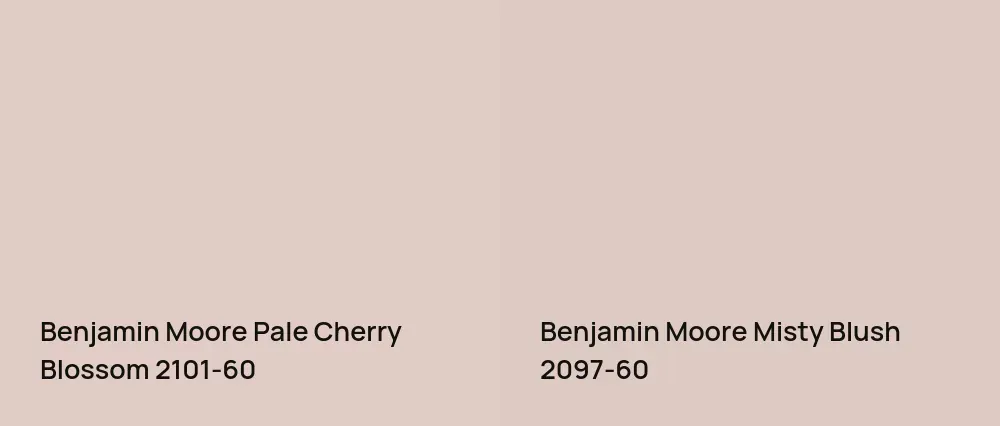 Benjamin Moore Pale Cherry Blossom 2101-60 vs Benjamin Moore Misty Blush 2097-60