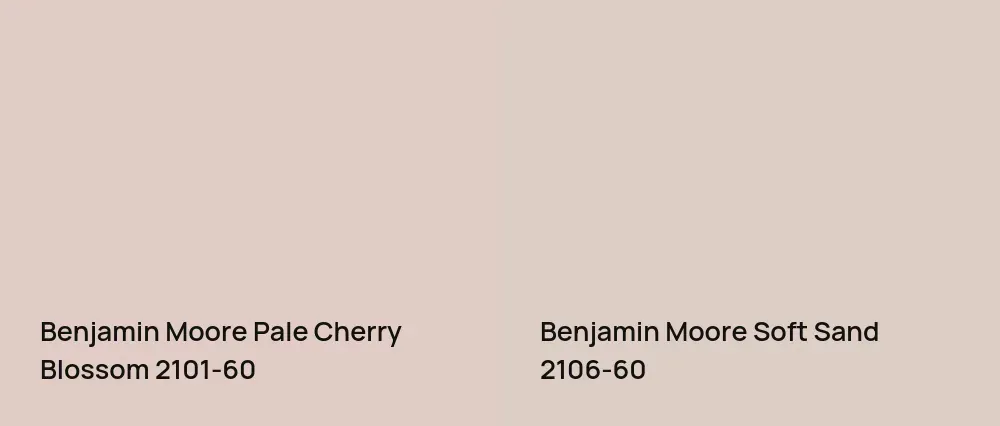 Benjamin Moore Pale Cherry Blossom 2101-60 vs Benjamin Moore Soft Sand 2106-60