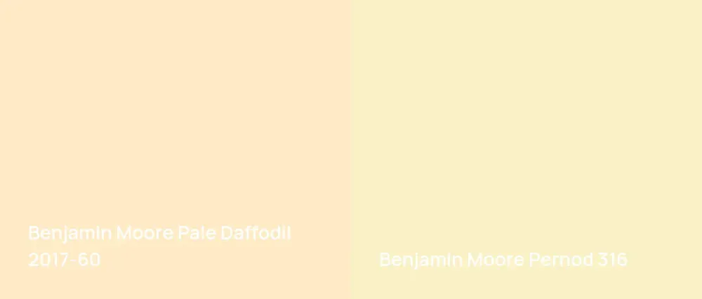 Benjamin Moore Pale Daffodil 2017-60 vs Benjamin Moore Pernod 316