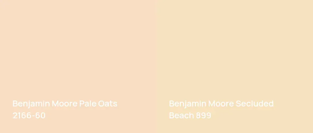 Benjamin Moore Pale Oats 2166-60 vs Benjamin Moore Secluded Beach 899