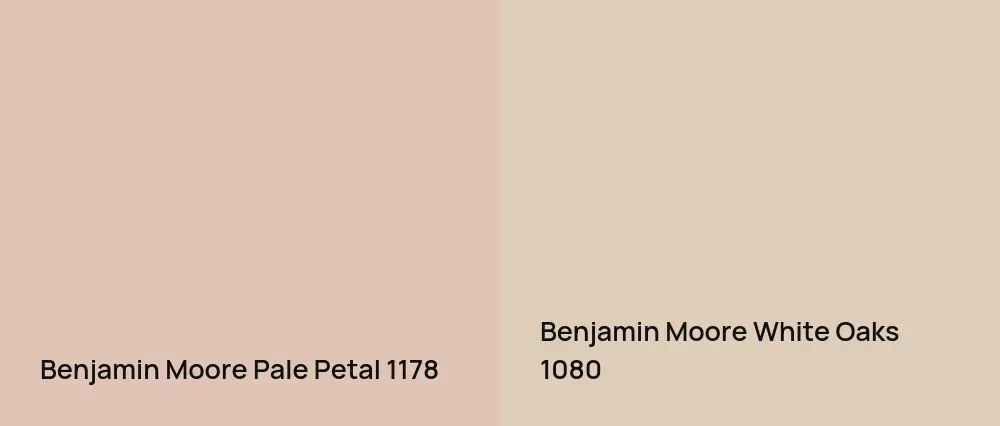 Benjamin Moore Pale Petal 1178 vs Benjamin Moore White Oaks 1080