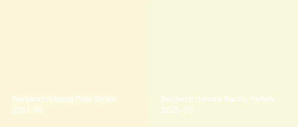 Benjamin Moore Pale Straw 2021-70 vs Benjamin Moore Barely Yellow 2025-70