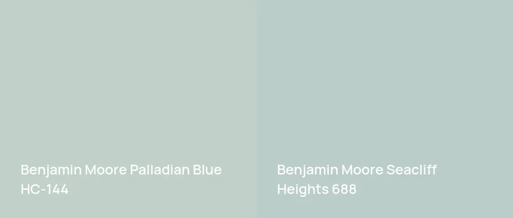 Benjamin Moore Palladian Blue HC-144 vs Benjamin Moore Seacliff Heights 688