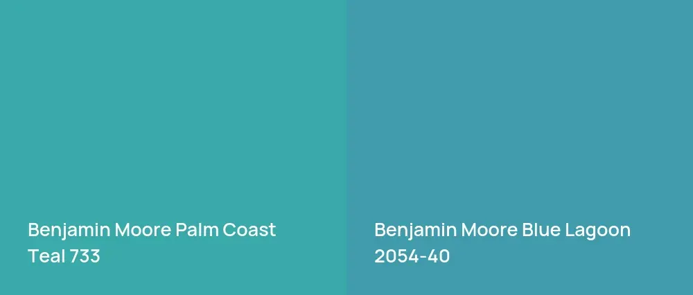 Benjamin Moore Palm Coast Teal 733 vs Benjamin Moore Blue Lagoon 2054-40