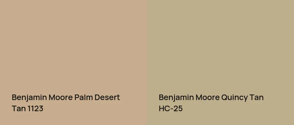Benjamin Moore Palm Desert Tan 1123 vs Benjamin Moore Quincy Tan HC-25