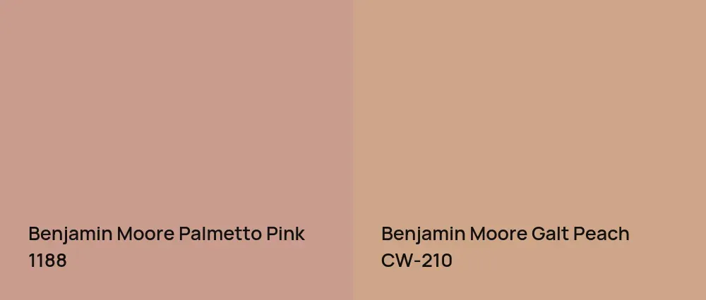 Benjamin Moore Palmetto Pink 1188 vs Benjamin Moore Galt Peach CW-210