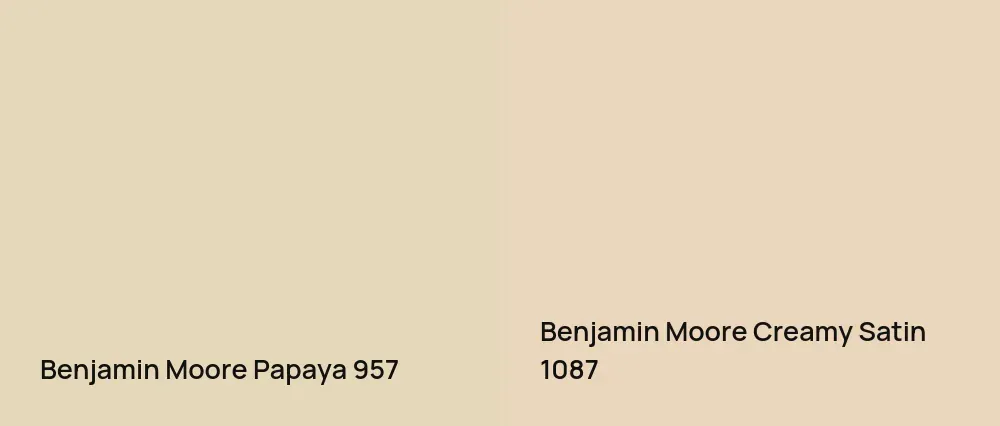 Benjamin Moore Papaya 957 vs Benjamin Moore Creamy Satin 1087