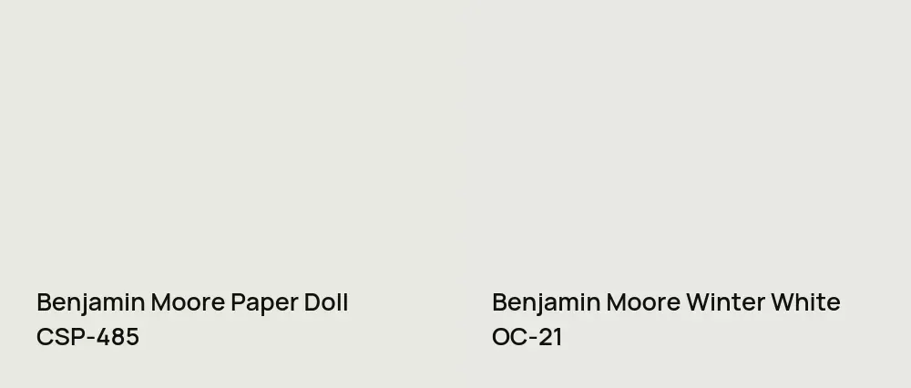 Benjamin Moore Paper Doll CSP-485 vs Benjamin Moore Winter White OC-21