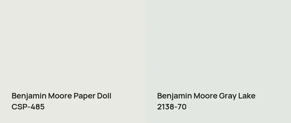 Benjamin Moore Paper Doll CSP-485 vs Benjamin Moore Gray Lake 2138-70