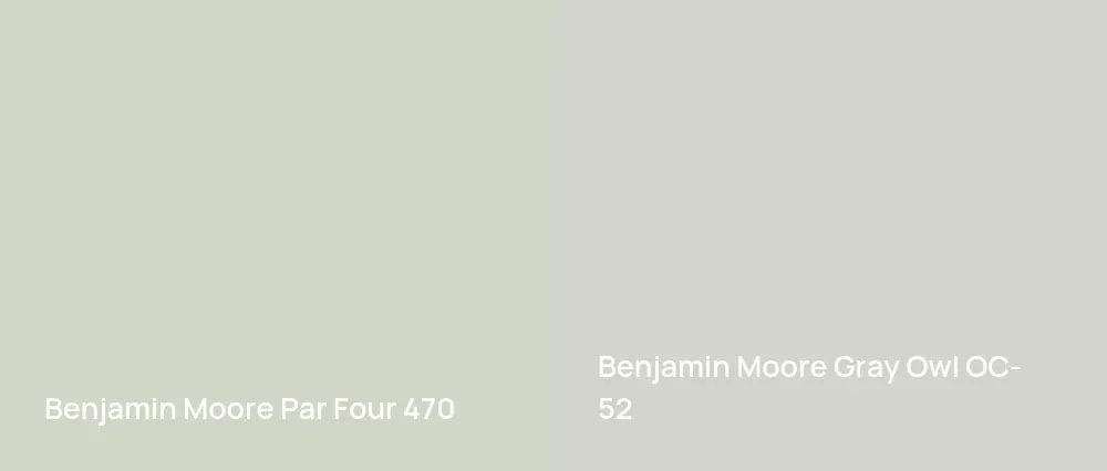 Benjamin Moore Par Four 470 vs Benjamin Moore Gray Owl OC-52