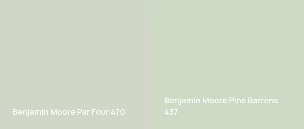 Benjamin Moore Par Four 470 vs Benjamin Moore Pine Barrens 437