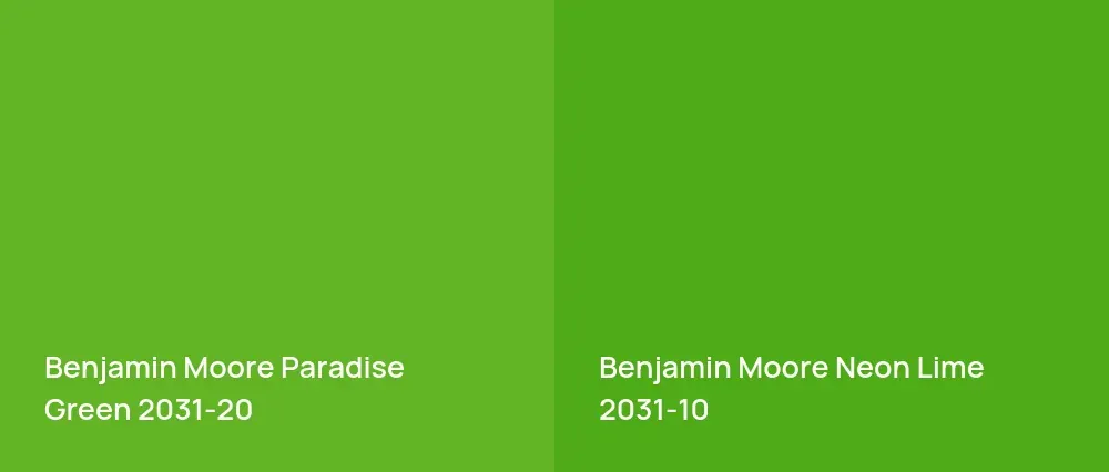 Benjamin Moore Paradise Green 2031-20 vs Benjamin Moore Neon Lime 2031-10