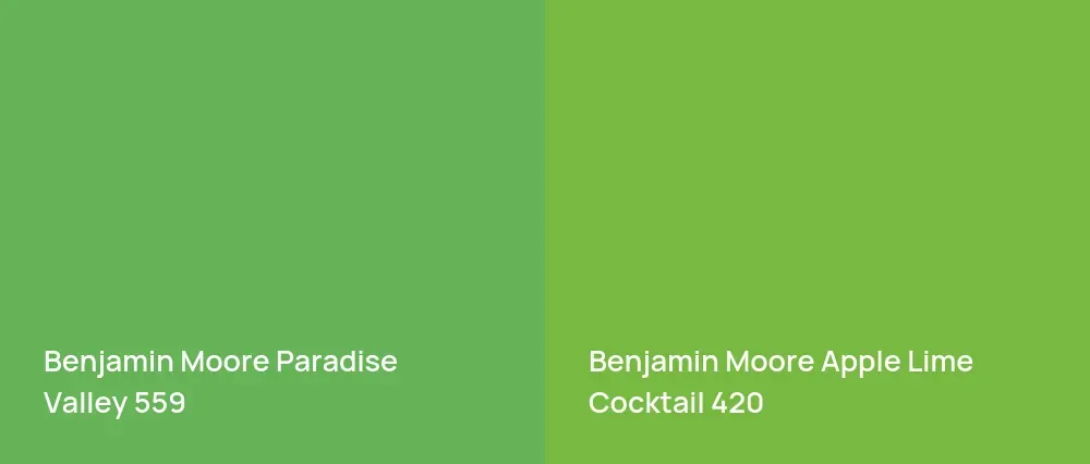 Benjamin Moore Paradise Valley 559 vs Benjamin Moore Apple Lime Cocktail 420