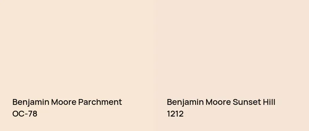 Benjamin Moore Parchment OC-78 vs Benjamin Moore Sunset Hill 1212