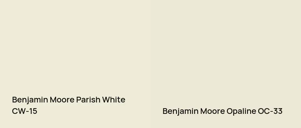 Benjamin Moore Parish White CW-15 vs Benjamin Moore Opaline OC-33