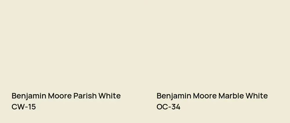 Benjamin Moore Parish White CW-15 vs Benjamin Moore Marble White OC-34