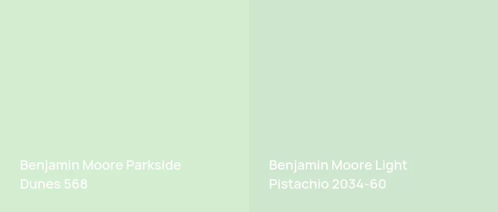Benjamin Moore Parkside Dunes 568 vs Benjamin Moore Light Pistachio 2034-60