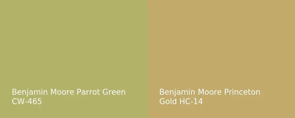 Benjamin Moore Parrot Green CW-465 vs Benjamin Moore Princeton Gold HC-14