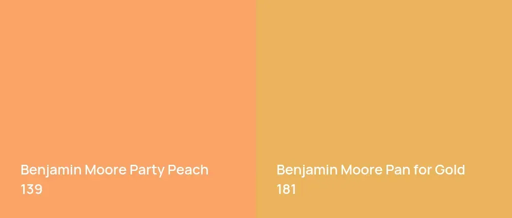 Benjamin Moore Party Peach 139 vs Benjamin Moore Pan for Gold 181