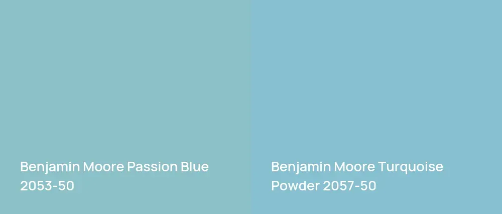 Benjamin Moore Passion Blue 2053-50 vs Benjamin Moore Turquoise Powder 2057-50