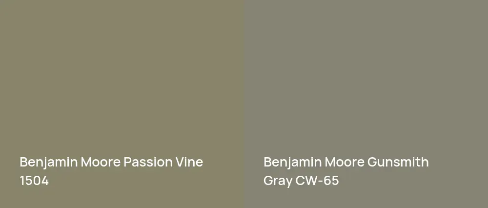 Benjamin Moore Passion Vine 1504 vs Benjamin Moore Gunsmith Gray CW-65