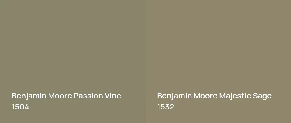 Benjamin Moore Passion Vine 1504 vs Benjamin Moore Majestic Sage 1532