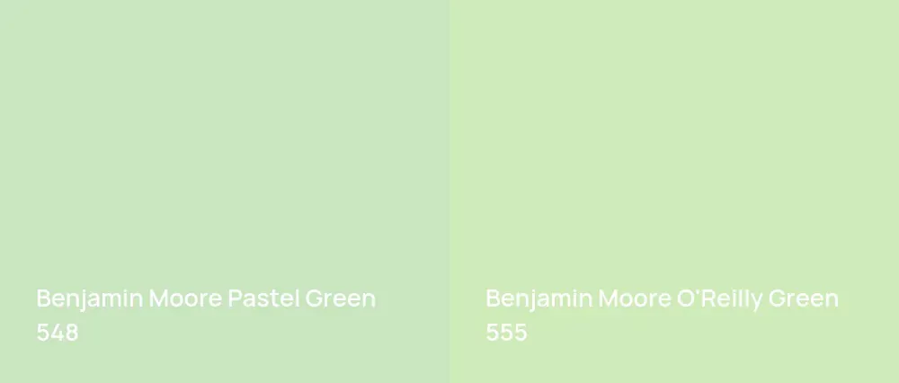Benjamin Moore Pastel Green 548 vs Benjamin Moore O'Reilly Green 555