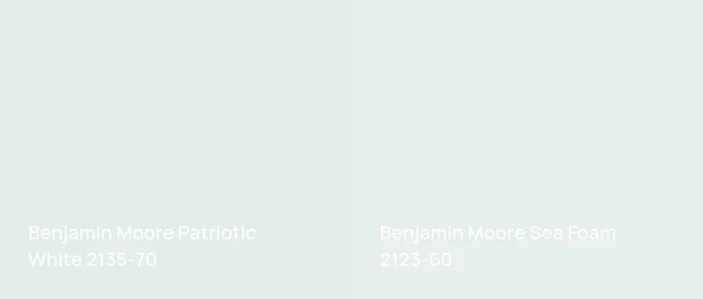 Benjamin Moore Patriotic White 2135-70 vs Benjamin Moore Sea Foam 2123-60