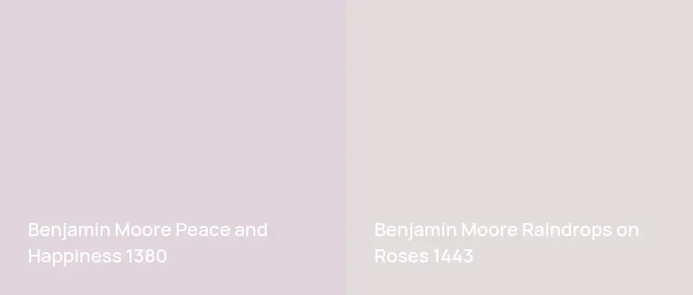 Benjamin Moore Peace and Happiness 1380 vs Benjamin Moore Raindrops on Roses 1443