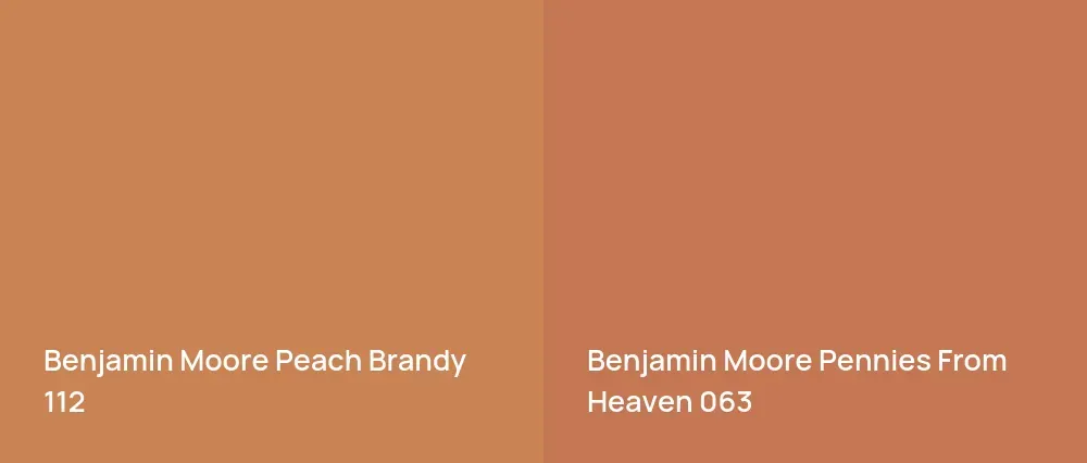 Benjamin Moore Peach Brandy 112 vs Benjamin Moore Pennies From Heaven 063