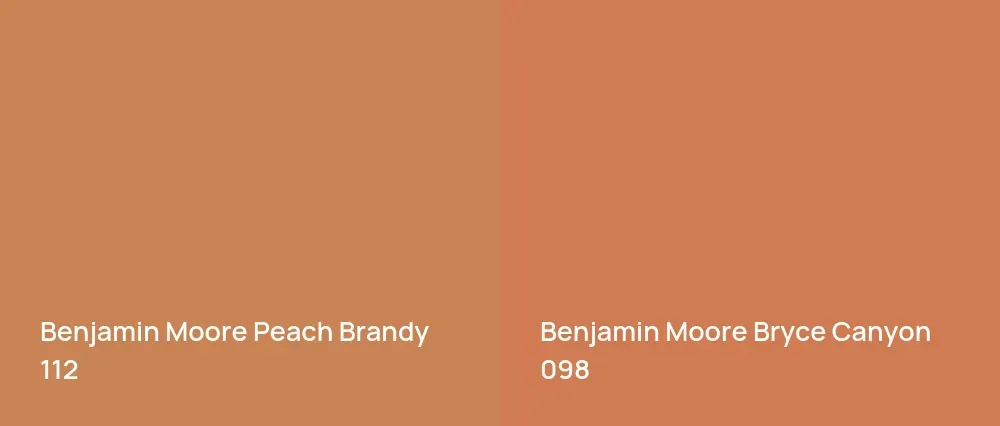 Benjamin Moore Peach Brandy 112 vs Benjamin Moore Bryce Canyon 098