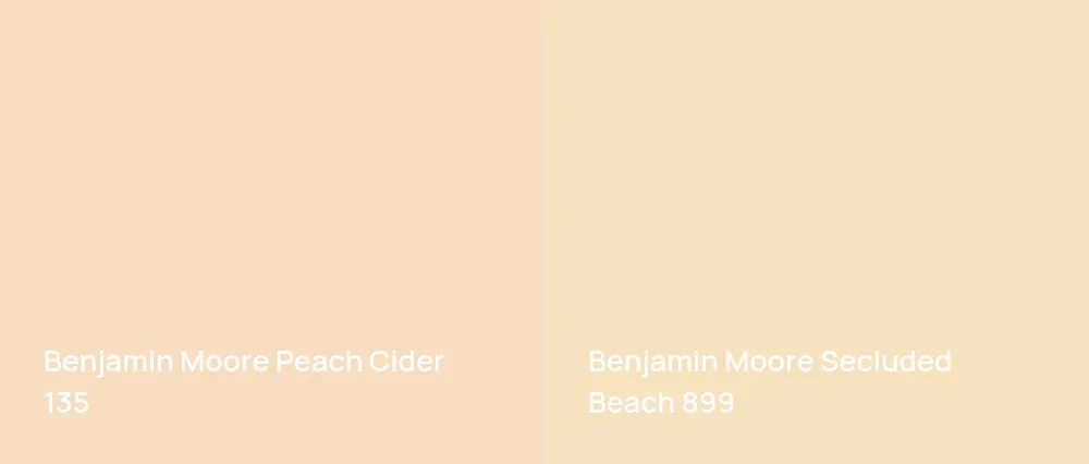 Benjamin Moore Peach Cider 135 vs Benjamin Moore Secluded Beach 899