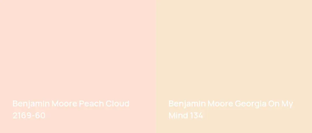 Benjamin Moore Peach Cloud 2169-60 vs Benjamin Moore Georgia On My Mind 134