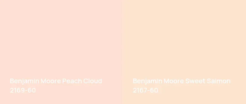 Benjamin Moore Peach Cloud 2169-60 vs Benjamin Moore Sweet Salmon 2167-60